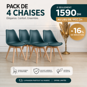 Pack de 4 chaises scandinaves Vertes