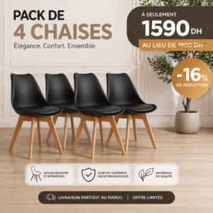 Pack de 4 chaises scandinaves Noirs