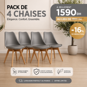 Pack de 4 chaises scandinaves Grises