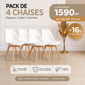 Pack de 4 chaises scandinave Blanches